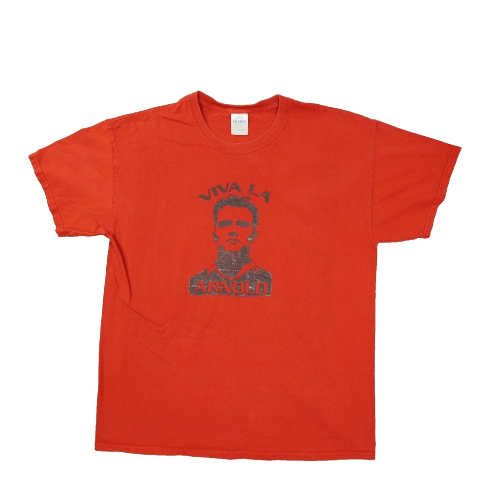 Vintage Viva La Arnold Schwarzenegger T Shirt Men's Large Y2K Red Movie Promo